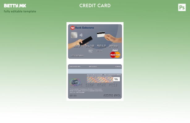 Модерен стил Шаблон за мастер картички на Botswana Bank Gaborone